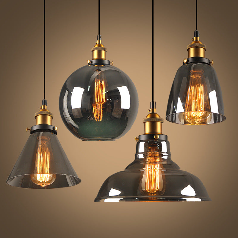 Modern Pendant Glass Lights Smokey Grey Style - lights.avenu