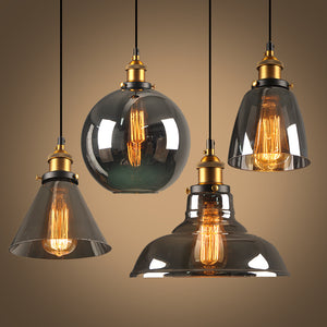 Modern Pendant Glass Lights Smokey Grey Style - lights.avenu