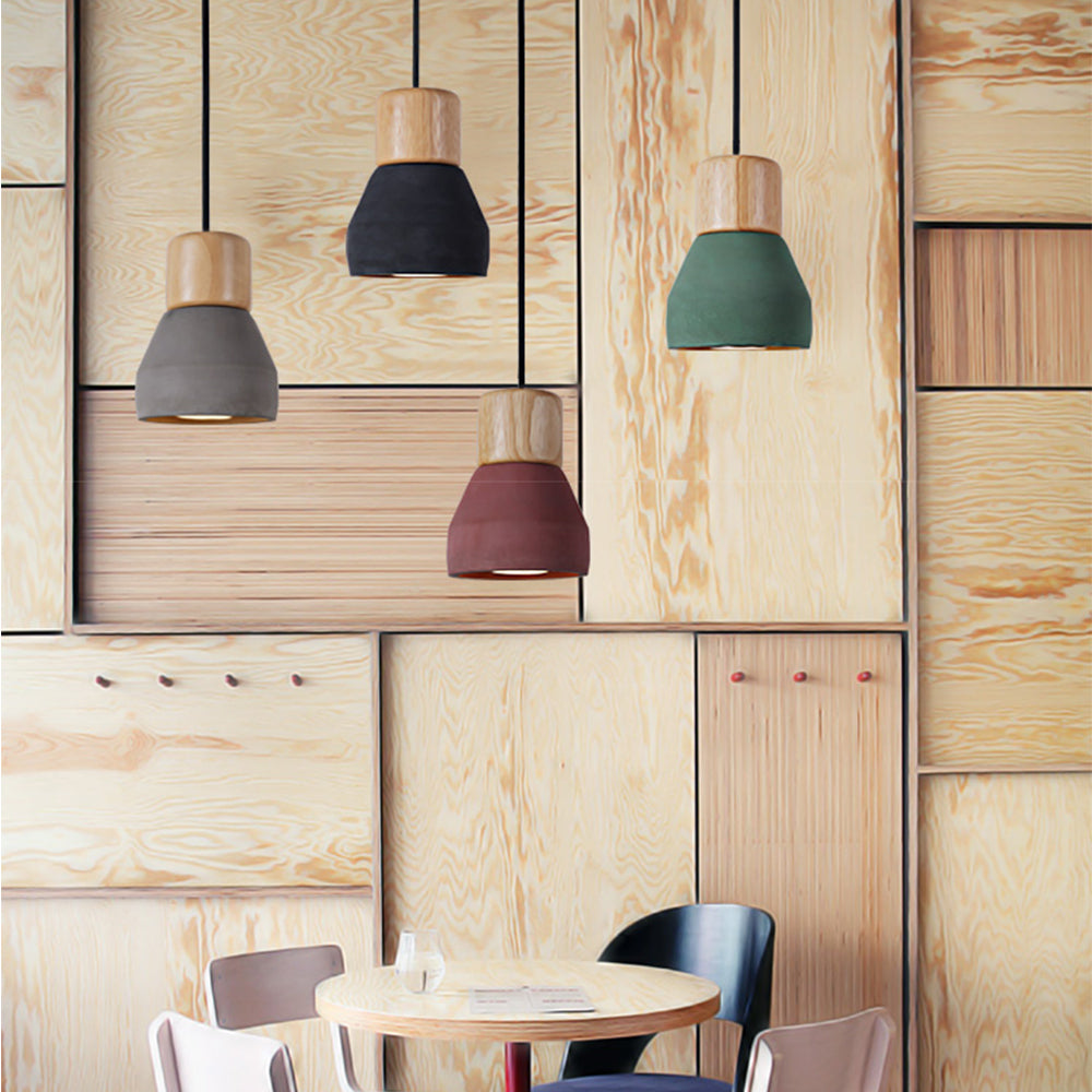 Nordic Wooden Cement Pendant Lamps - lights.avenu