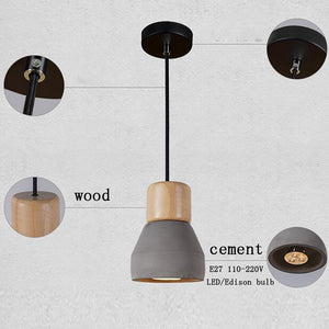 Nordic Wooden Cement Pendant Lamps - lights.avenu