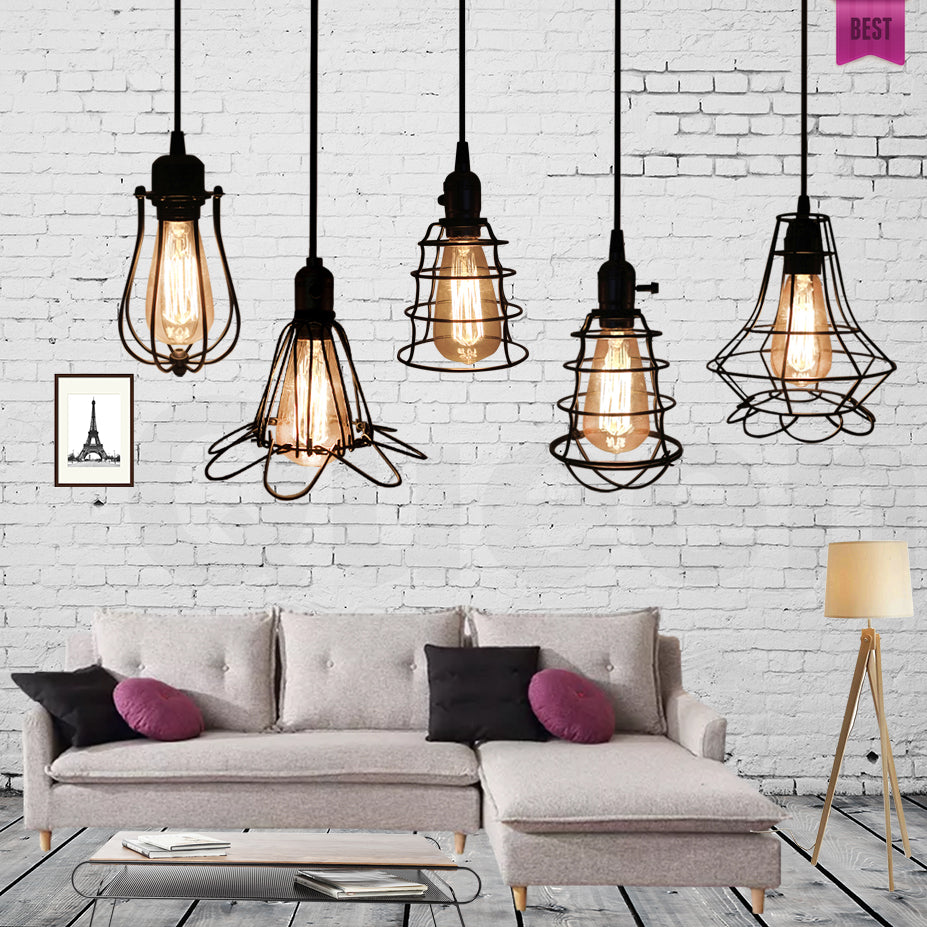 Modern Loft Pendant Lights Retro Industrial Edison Vintage Lamp Shade Iron Cage Lampshade Dining Room Home Decor Indoor Lighting - lights.avenu