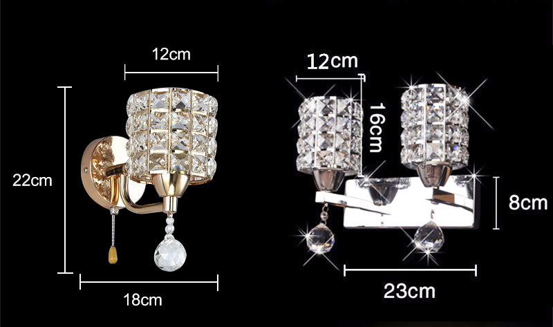 Crystalia Luxeurious One/Two Heads Wall Lamp - lights.avenu